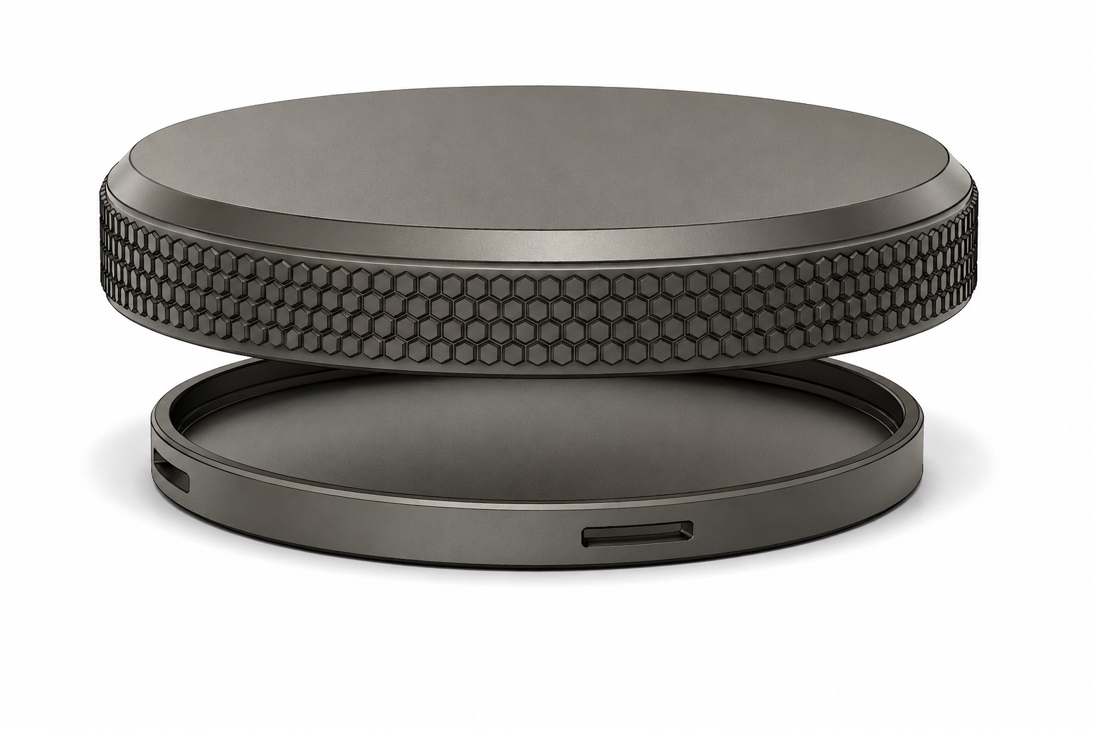 Exploded view of the MARLO tin — lid and base